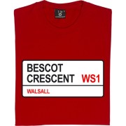 Walsall FC: Bescot Crescent WS1 Road Sign T-Shirt