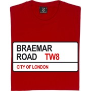 Brentford FC: Braemar Road TW8 Road Sign T-Shirt