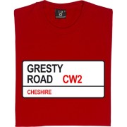 Crewe Alexandra: Gresty Road CW2 Road Sign T-Shirt