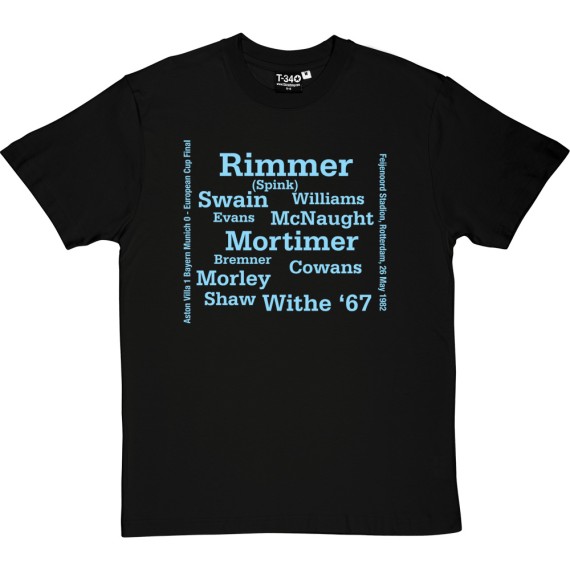 Aston Villa 1982 European Cup Final Line Up T-Shirt