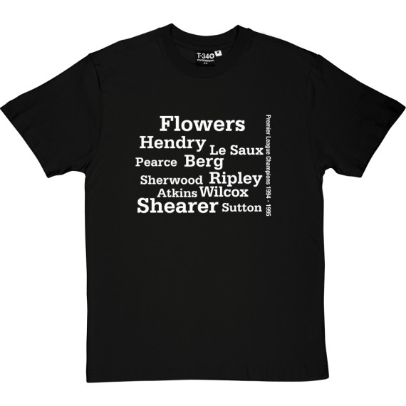 Blackburn Rovers 1995 Championship Winning Team Line Up T-Shirt