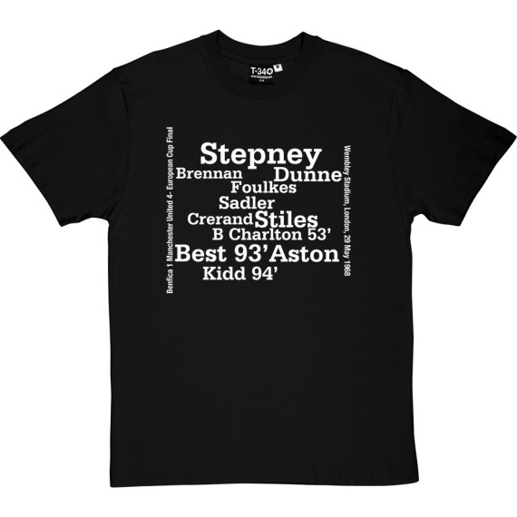 Manchester United 1968 European Cup Final Line Up T-Shirt